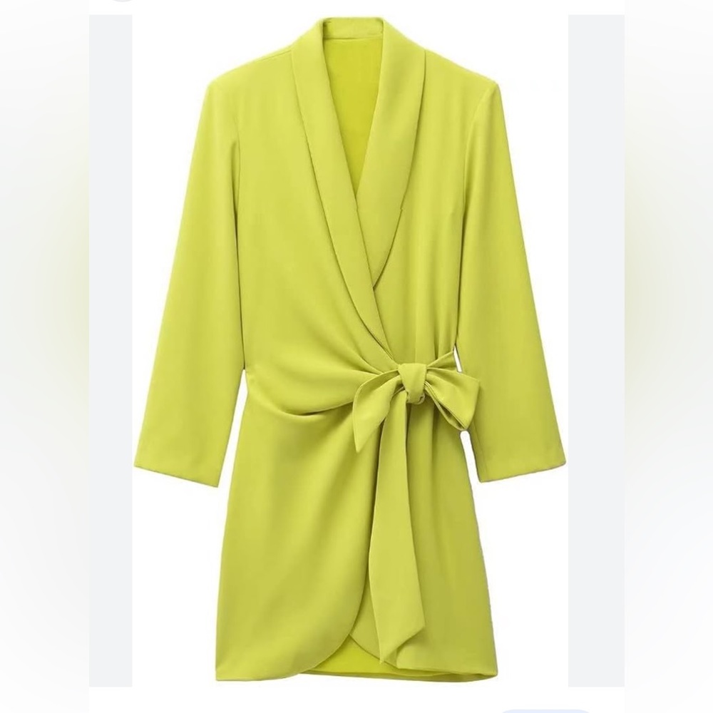 Zara Lime Green Wrap Dress Size Large